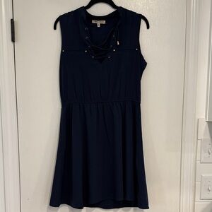 Speed Control Navy Lace-Up Mini Dress